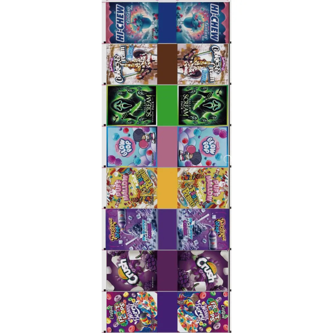 3.5g mylar bags 50 pack assorted mixed designs ziplock pouches