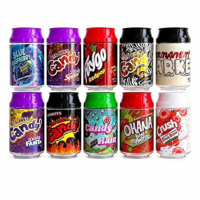 10 Pcs 100ml Soda Can PET Jars | 10 Assorted Candy Style Designs