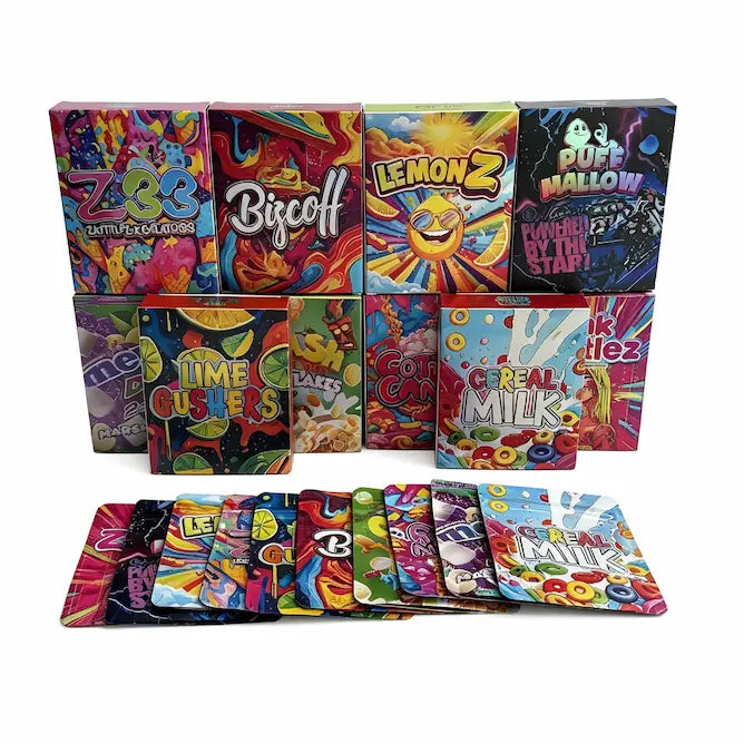 Exotic Snack Edition 3.5g Empty Mylar Bags and Boxes | 10 Count Odor Proof Display KitMylar Bags