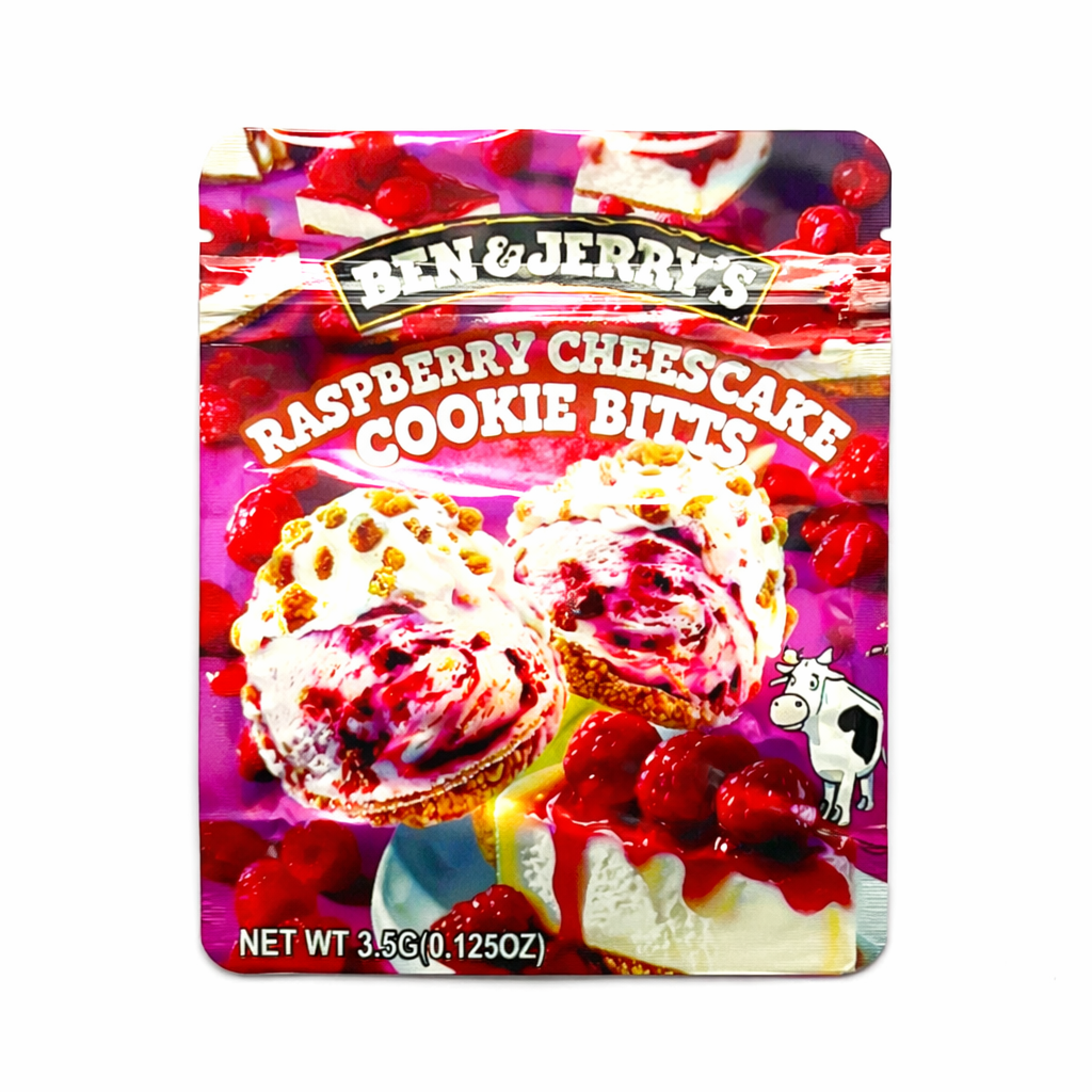 50 Pack Raspberry Cheesecake Mylar Bags – 3.5g Smell Proof Resealable Ziplock Foil Packaging Pouches, Dessert Style Design