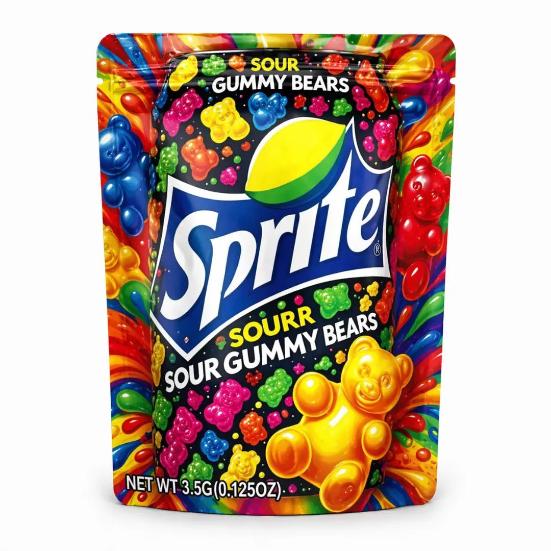 50 Pack Sour Gummy Bears Mylar Bags 3.5g Smell Proof Resealable Ziplock Candy Packaging PouchesMylar Bags