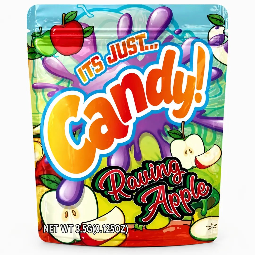 50 Pack 3.5g Smell Proof Mylar Bags | Green Apple DesignMylar Bags
