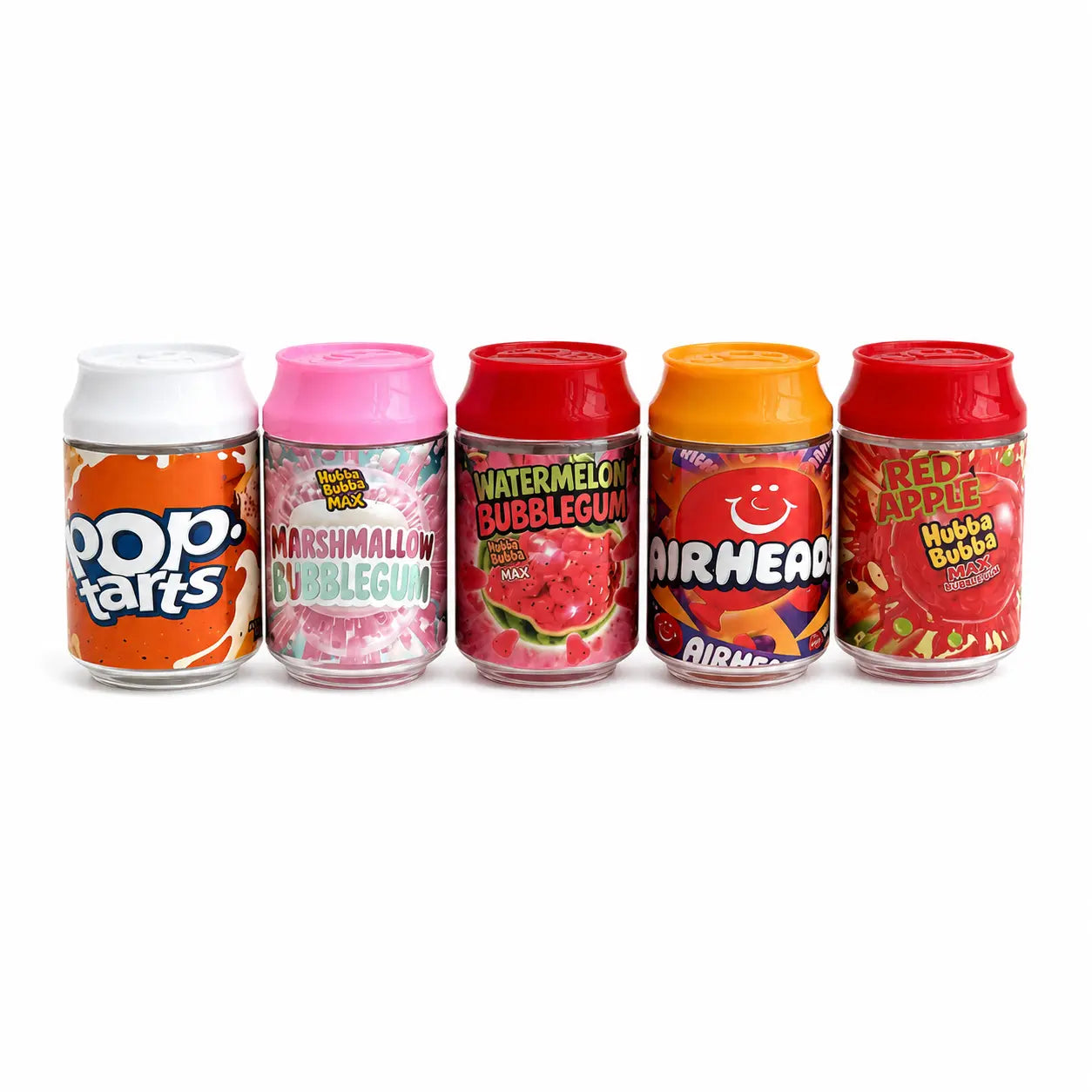 10 Pcs 100ml Soda Can PET Jars | 5 Mixed Candy & Fruit Designs Reusable Storage Containers with Screw Lids