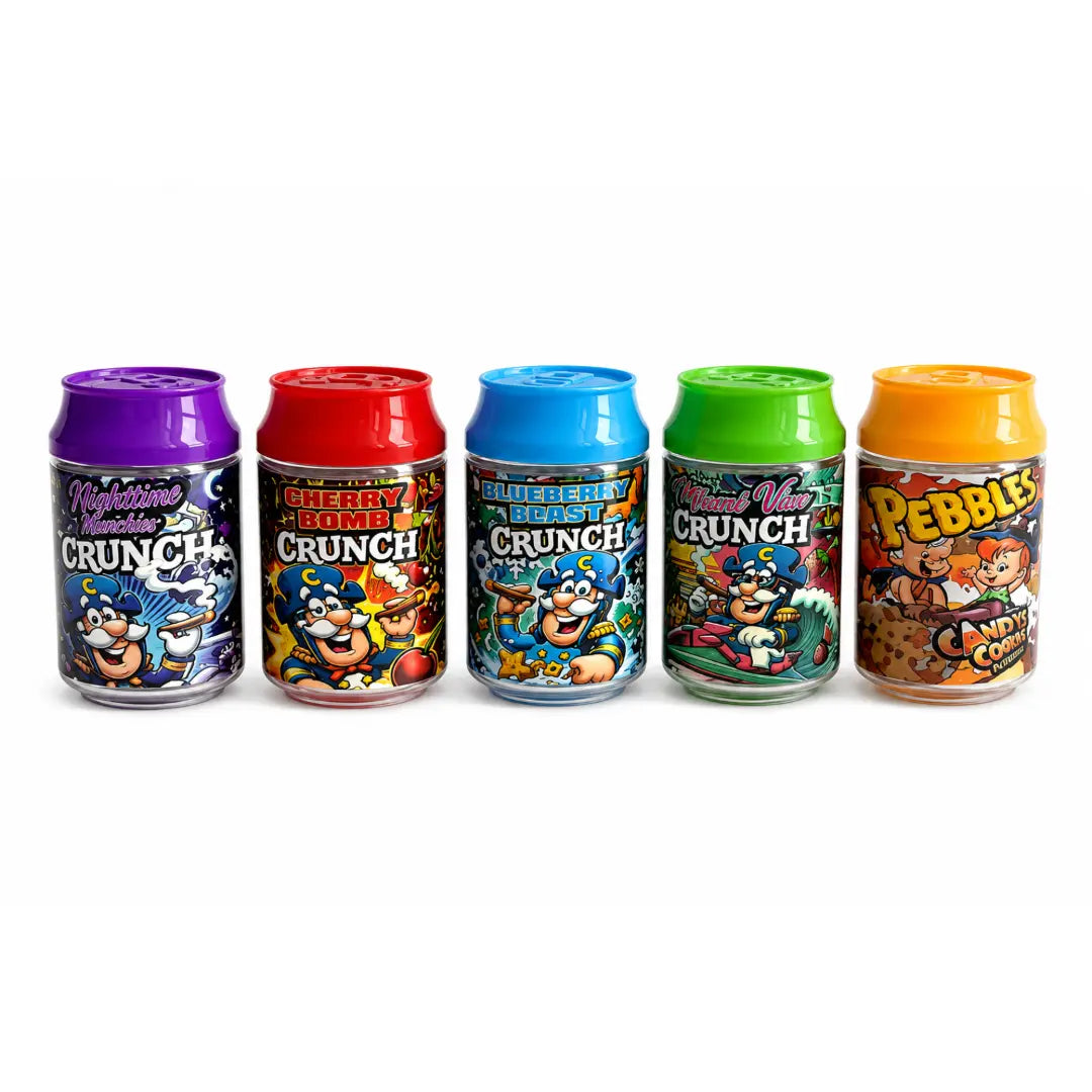 10 Pcs 100ml Soda Can PET Jars | 5 Mixed Cereal-Inspired Designs Reusable Storage Containers with Screw Lids