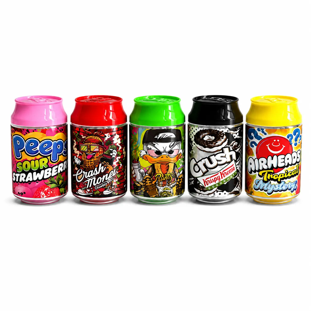 10 Pcs 100ml Soda Can PET Jars | 5 Mixed Candy & Snack Designs Reusable Storage Containers with Screw Lids