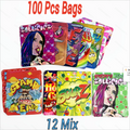 100 pack 3.5g mylar bags holographic smell proof ziplock pouches