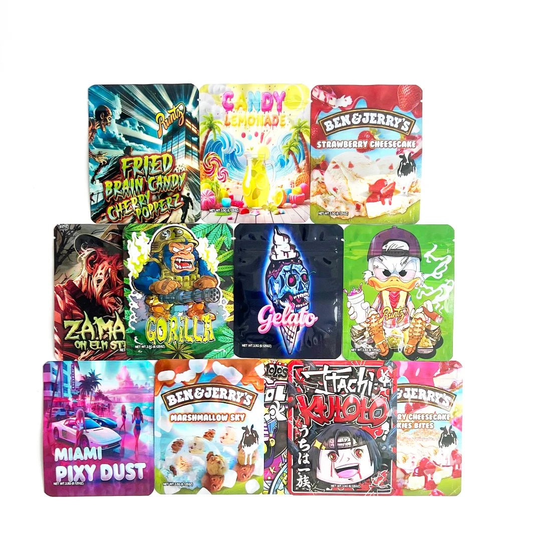 3.5g mylar bags smell proof resealable foil pouches