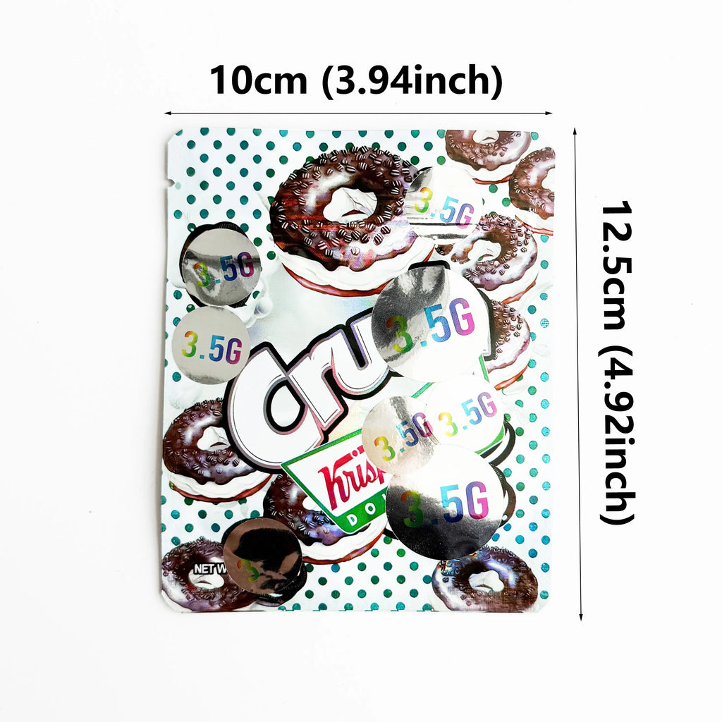 Chocolate Cookie Donut Mylar Bags Front and Back View