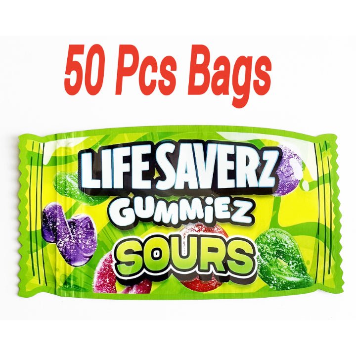 3.5g mylar bags 50 pack sour gummy design smell proof ziplock bags