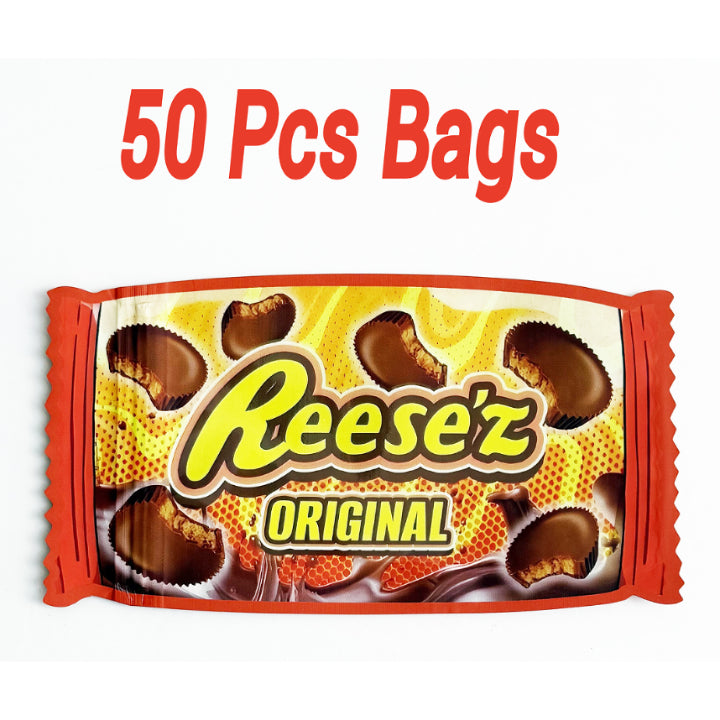 3.5g mylar bags 50 pack peanut butter chocolate design smell proof ziplock bags