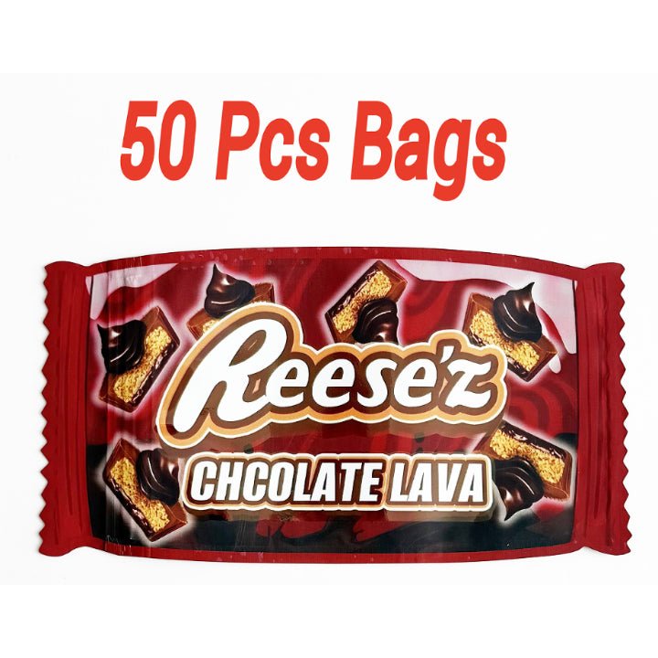3.5g mylar bags 50 pack chocolate lava design smell proof ziplock bags