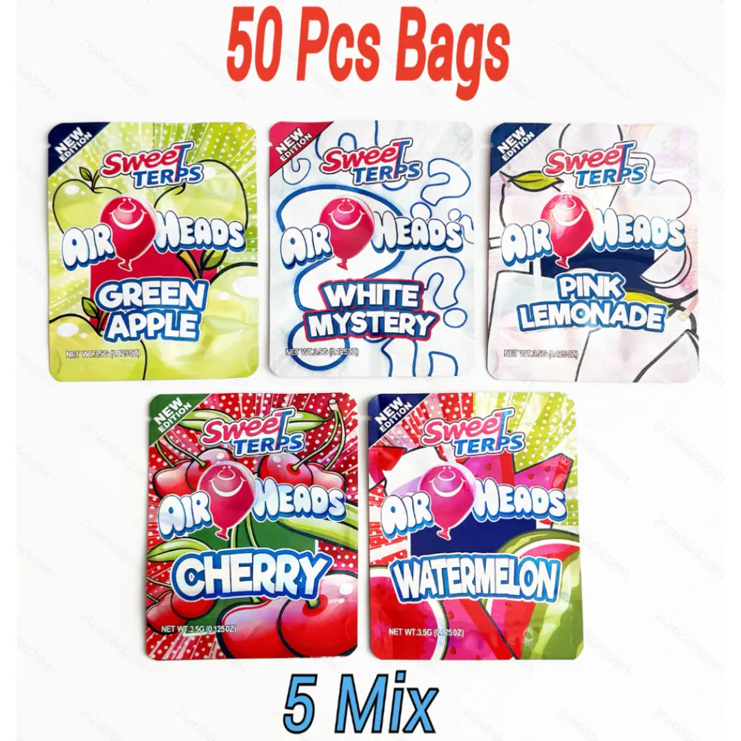 3.5g mylar bags 5 mixed fruit candy designs smell proof ziplock bags