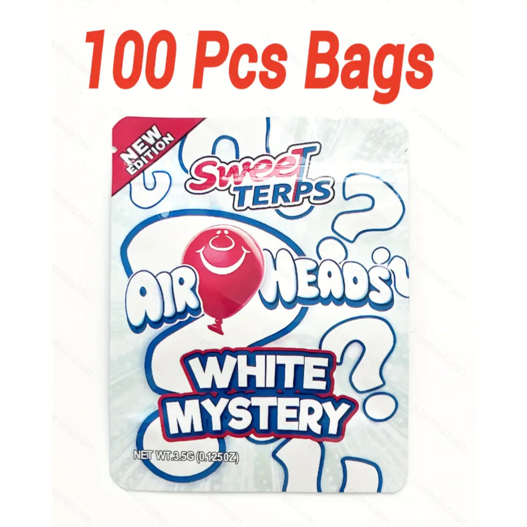 3.5g mylar bags white mystery candy style smell proof ziplock bags
