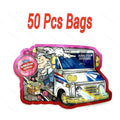 die cut mylar bags cartoon delivery truck style smell proof ziplock bags