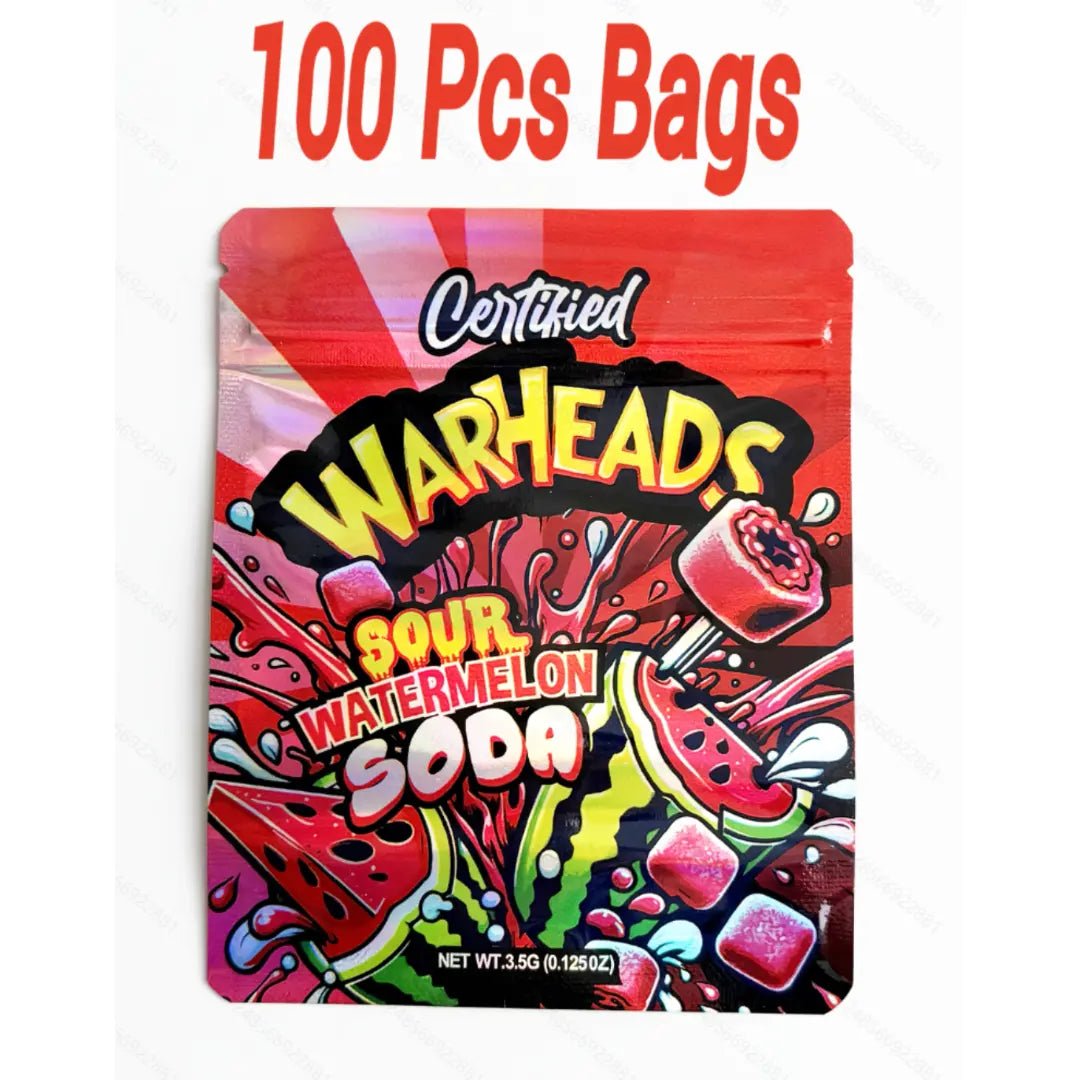 3.5g mylar bags sour watermelon soda style smell proof ziplock bags