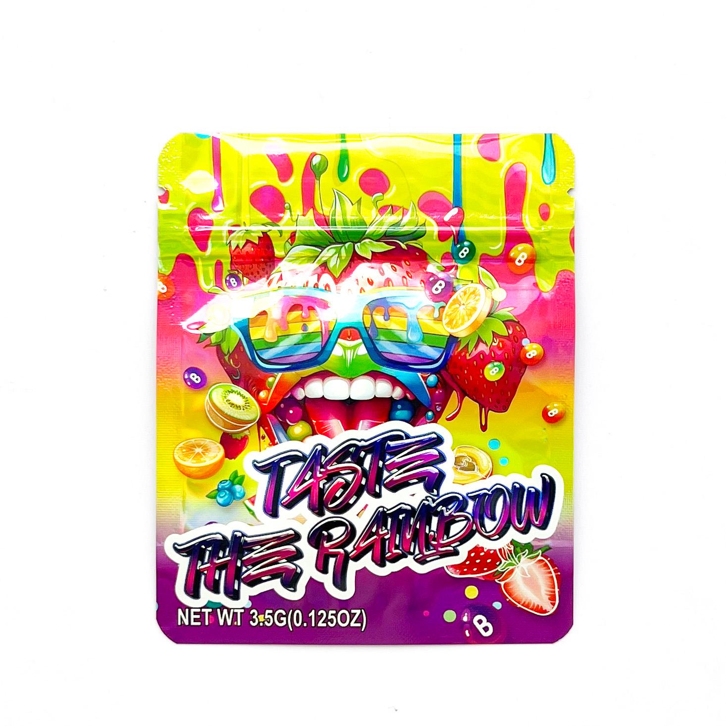 10 Pack Rainbow Fruit Mylar Bags – 3.5g Smell Proof Resealable Ziplock Foil Pouches, Colorful Candy Style Packaging