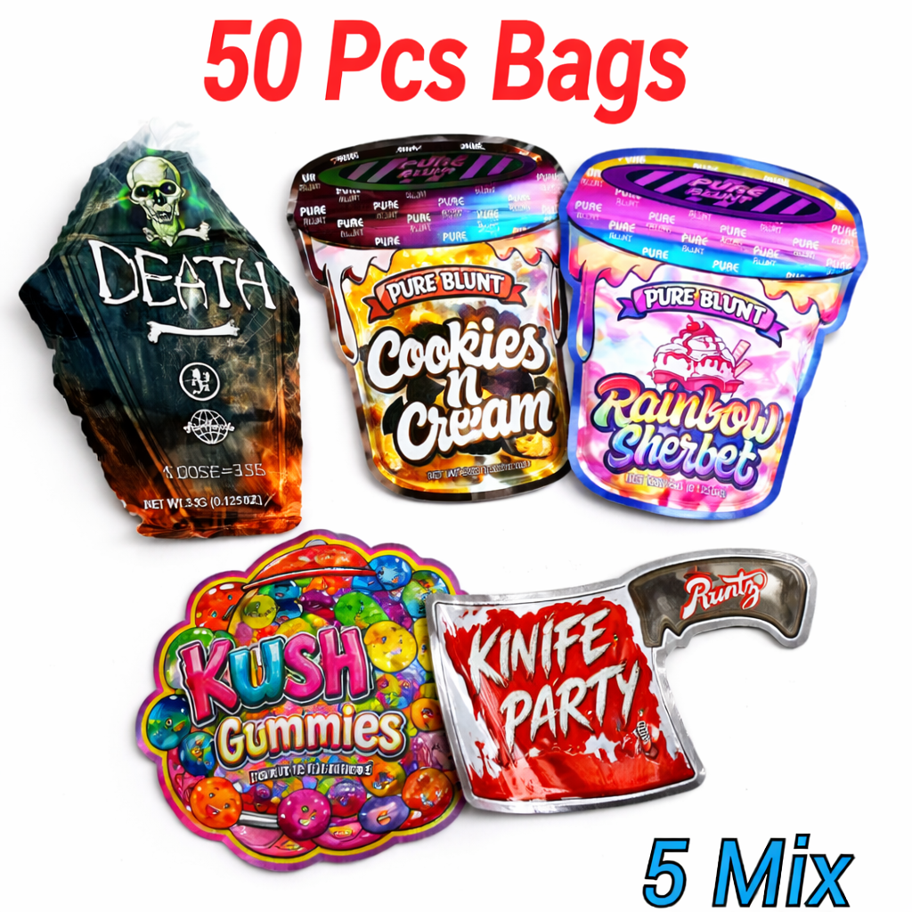 50pcs Mylar Bags Thick Mylar Bags Resealable Stand Up Pouch Moisture Proof Food Storage