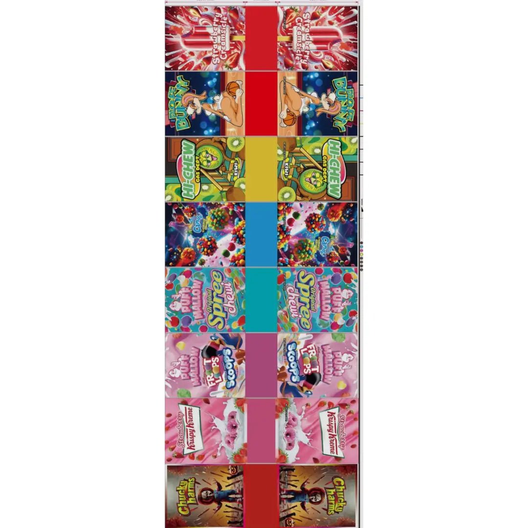 50 pack assorted 3.5g mylar bags candy dessert mixed designs