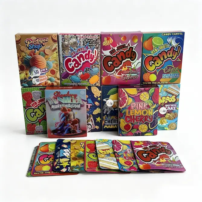 Pastry and Candy 3.5g Empty Mylar Bags and Boxes | 10 Pack Kit