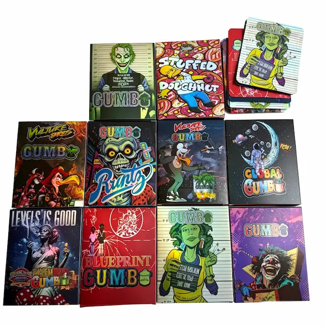 Exotic Gumbo 3.5g Mylar Bags and Boxes Set - 10 Pack Empty Packaging