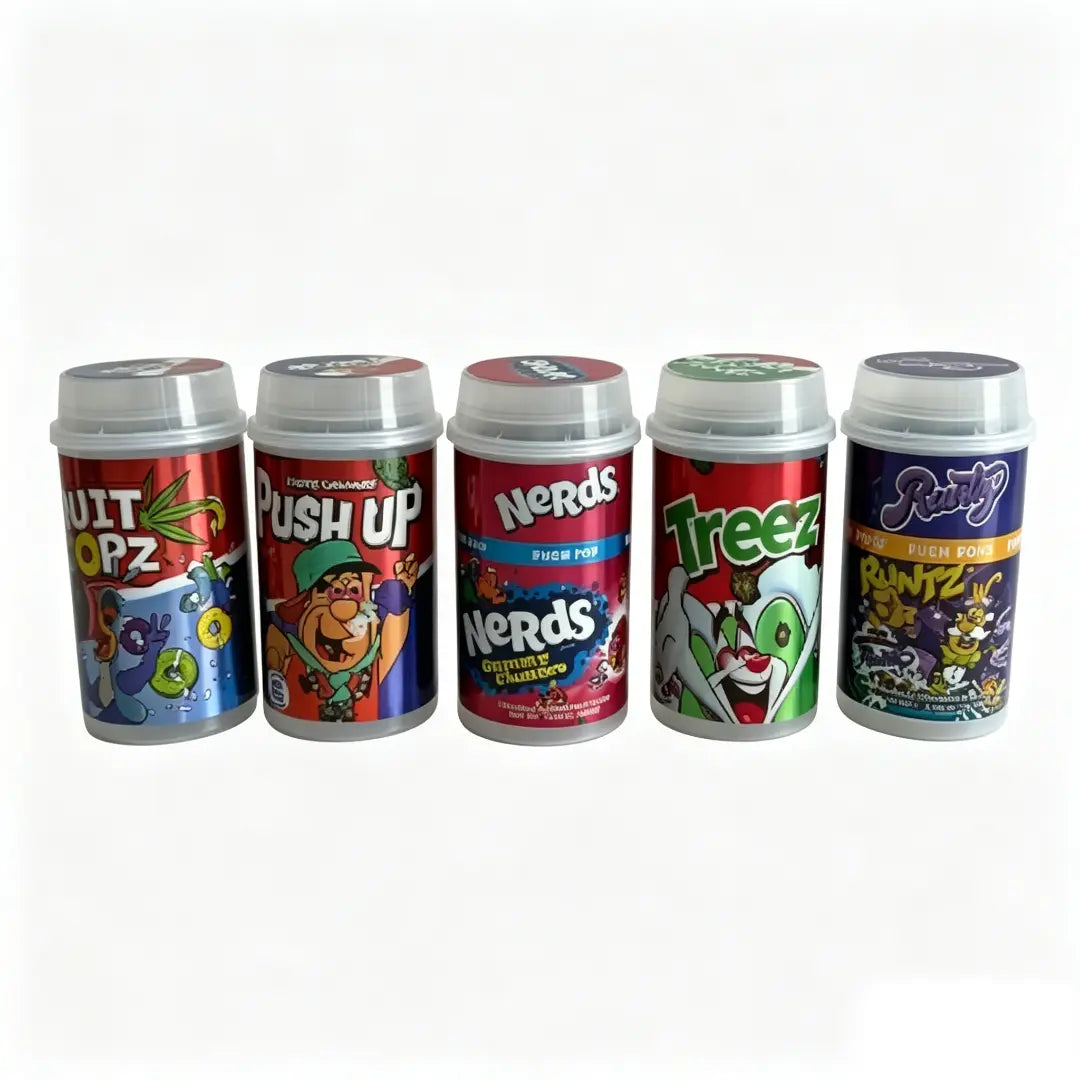 3.5G Push Pop Jars - 5 Assorted Cartoon Theme Styles (10-Pack)