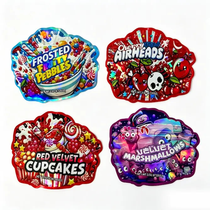 Die Cut Mylar Bags 3.5g - 50 Pcs Exotic Candy & Dessert Mix Smell Proof BagsMylar Bags