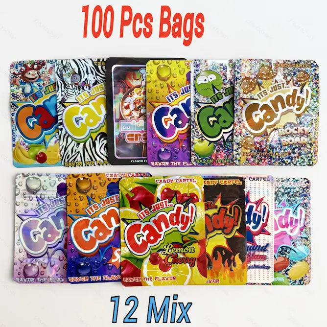 Candy Edition Smell Proof Mylar Bags - 12 Mix (100 Pcs Bulk Pack)Mylar Bags