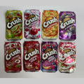 8 flavors of 50 pack Crush soda can theme holographic die cut mylar bags with 3.5g exotic shape design