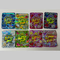8 flavors of 50 pack Bottle Pop candy theme holographic 3.5g mylar bags with exotic laser reflective design
