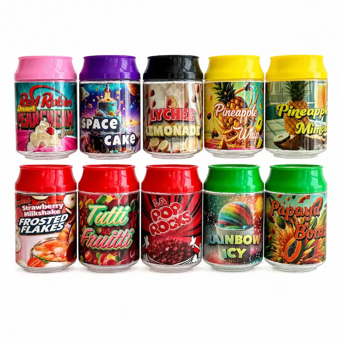 10 Pcs 100ml Soda Can PET Jars | 10 Unique Candy, Fruit & Dessert Designs