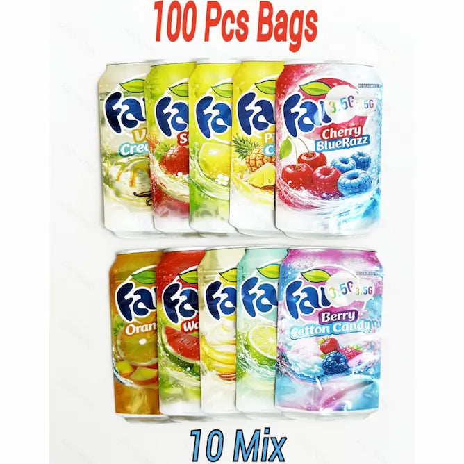 Die Cut Mylar Bags 3.5g | Exotic Soda Design Smell Proof Pouches (100 Pcs Mix)Mylar Bags