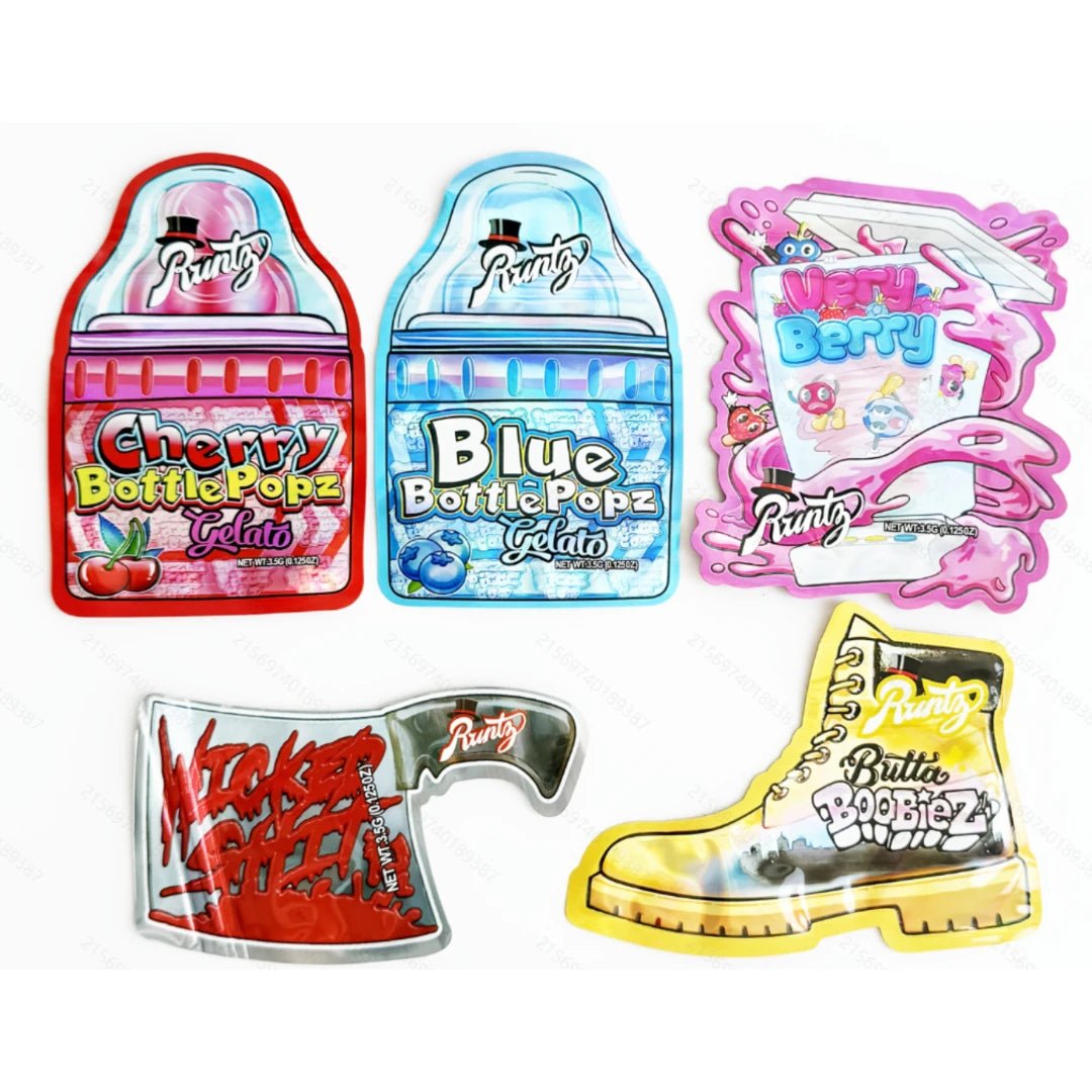 Mixed Shape 3.5g Mylar Bags 50pcs Smell Proof Pouches