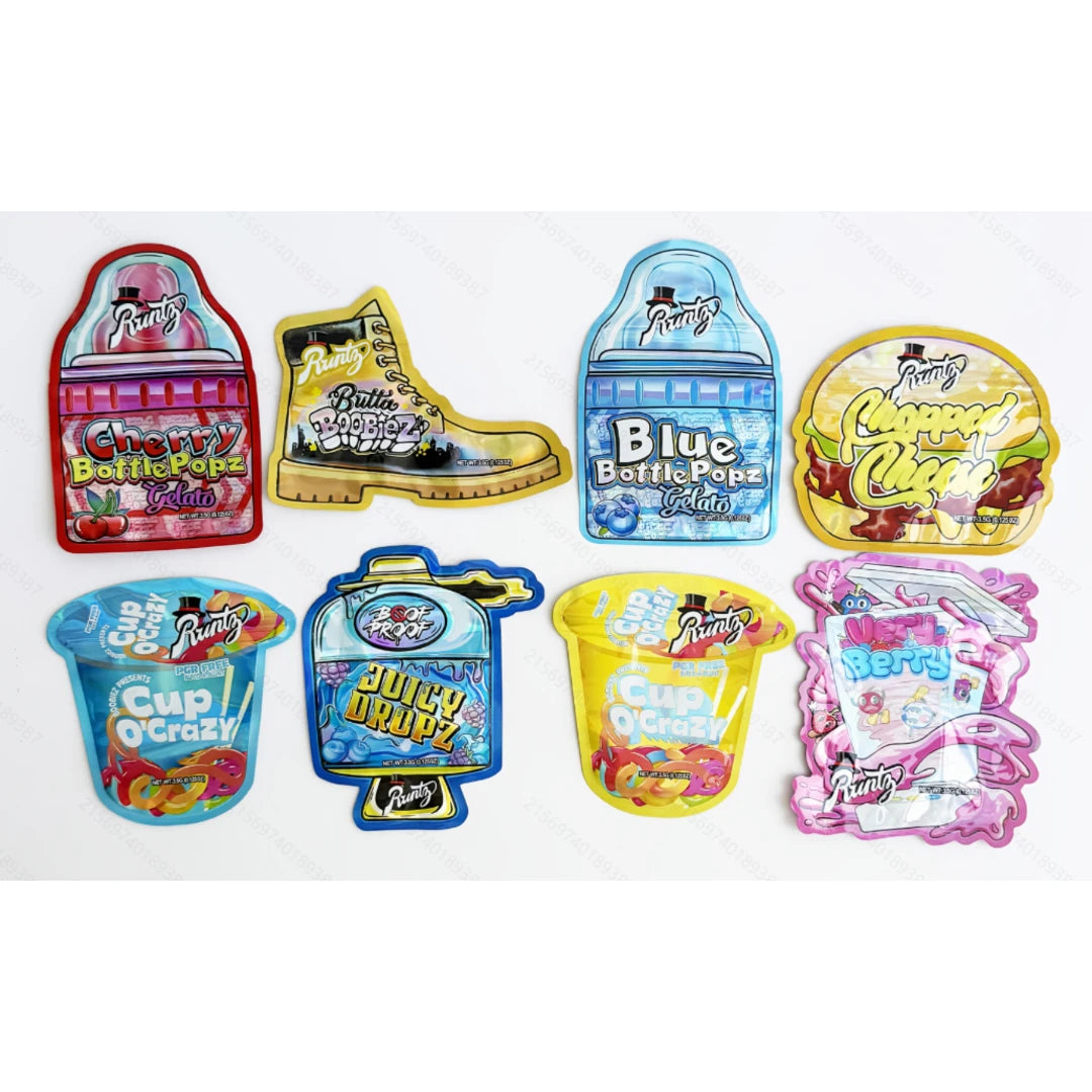 3.5g mylar bags 100 pack custom shape packaging
