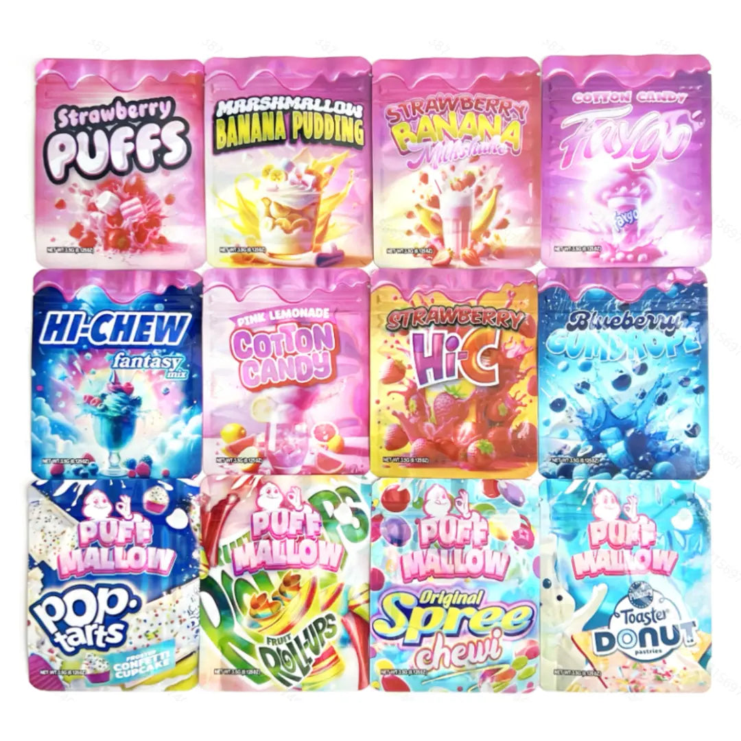 12 Mix Mylar Bags 3.5g – 100PCS Smell Proof Ziplock Pouches Variety Pack