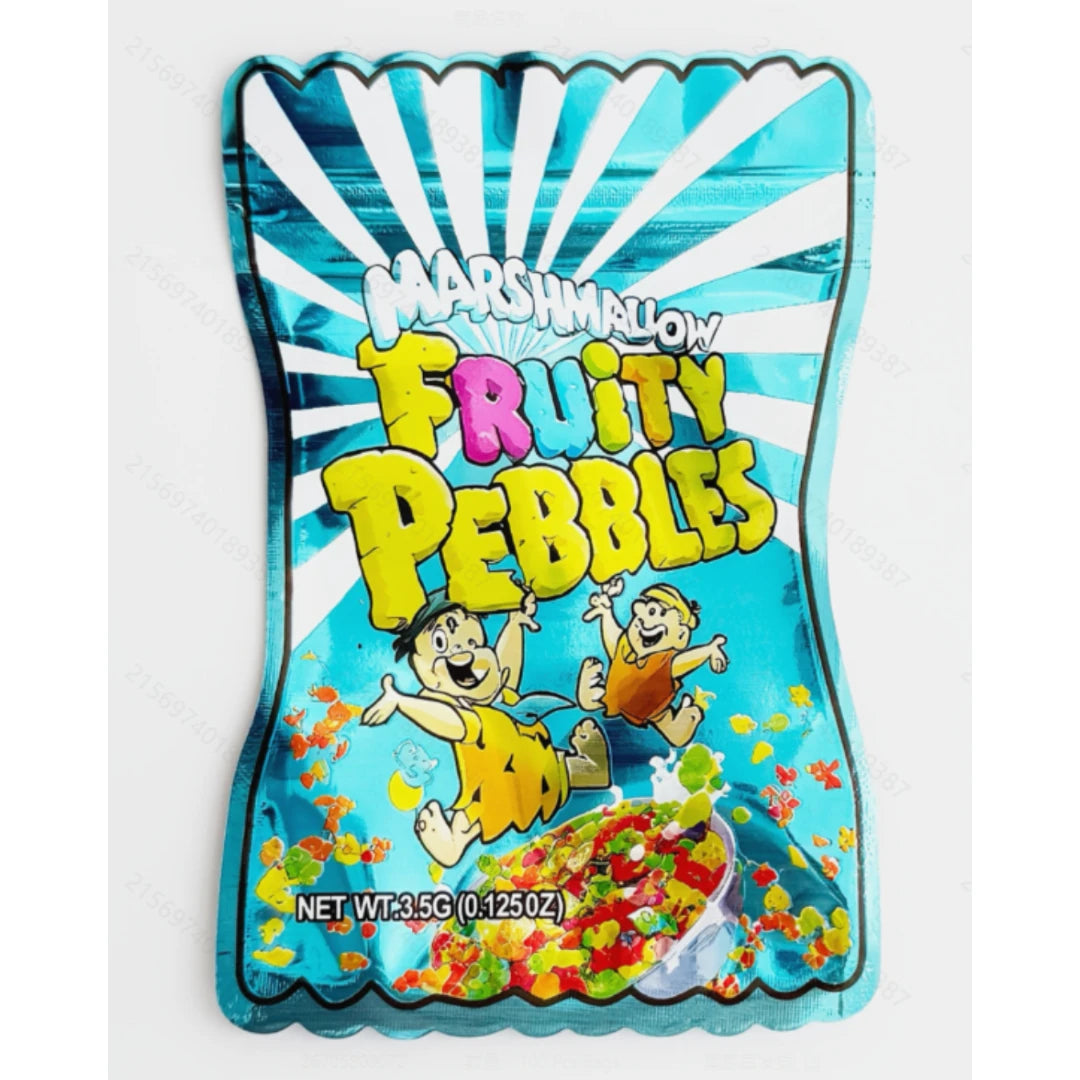 100 Pack 3.5g Mylar Bags Smell Proof Foil Ziplock Food Storage Pouches Fruity Pebbles Style Design