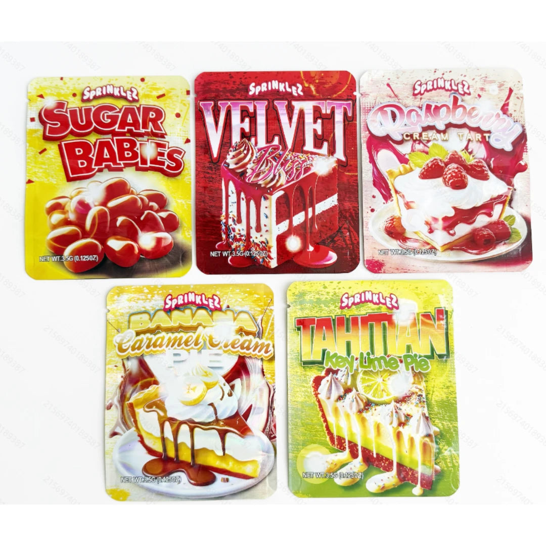 50pcs assorted dessert and cake mylar bags with colorful bakery designs