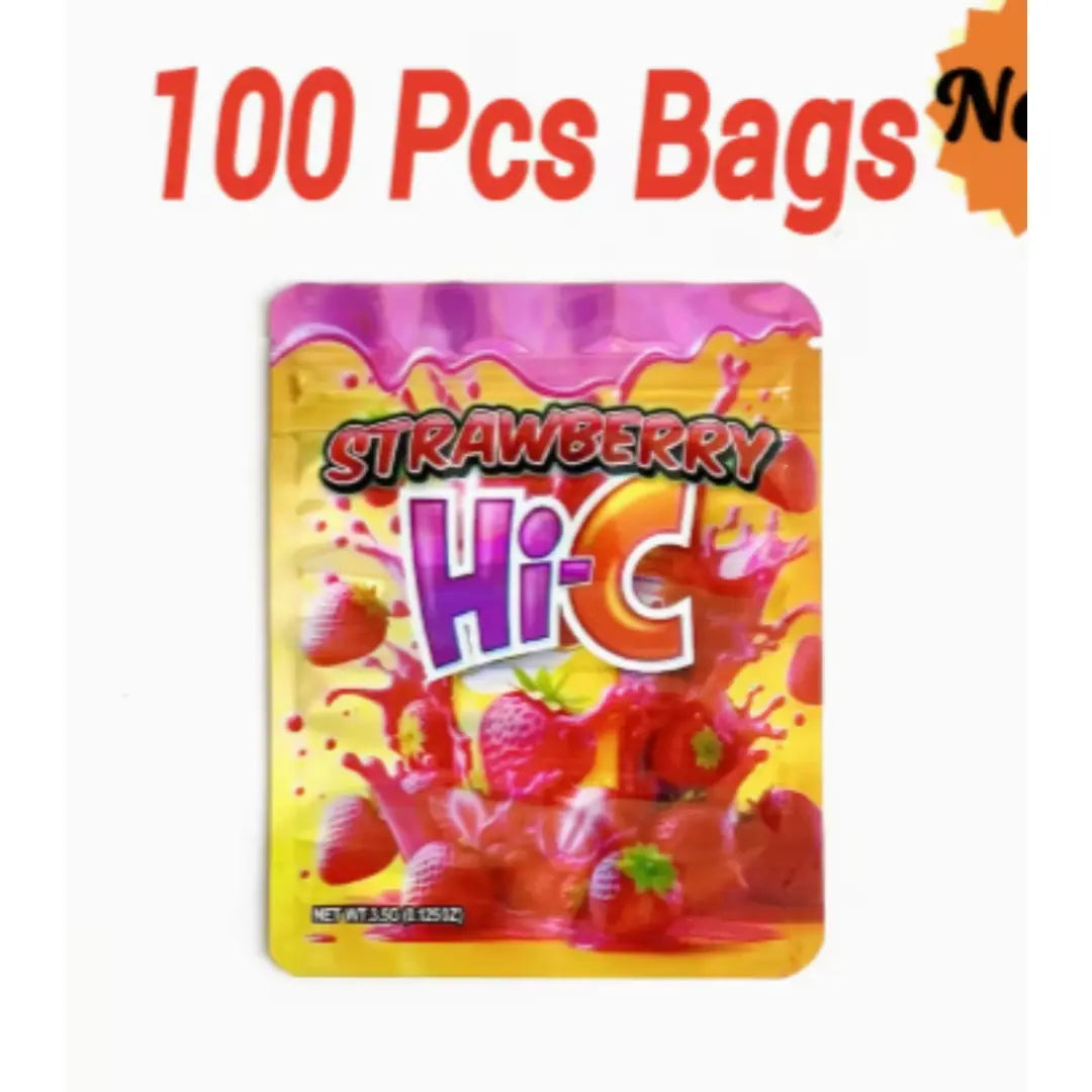 3.5g mylar bags strawberry drink style smell proof pouch