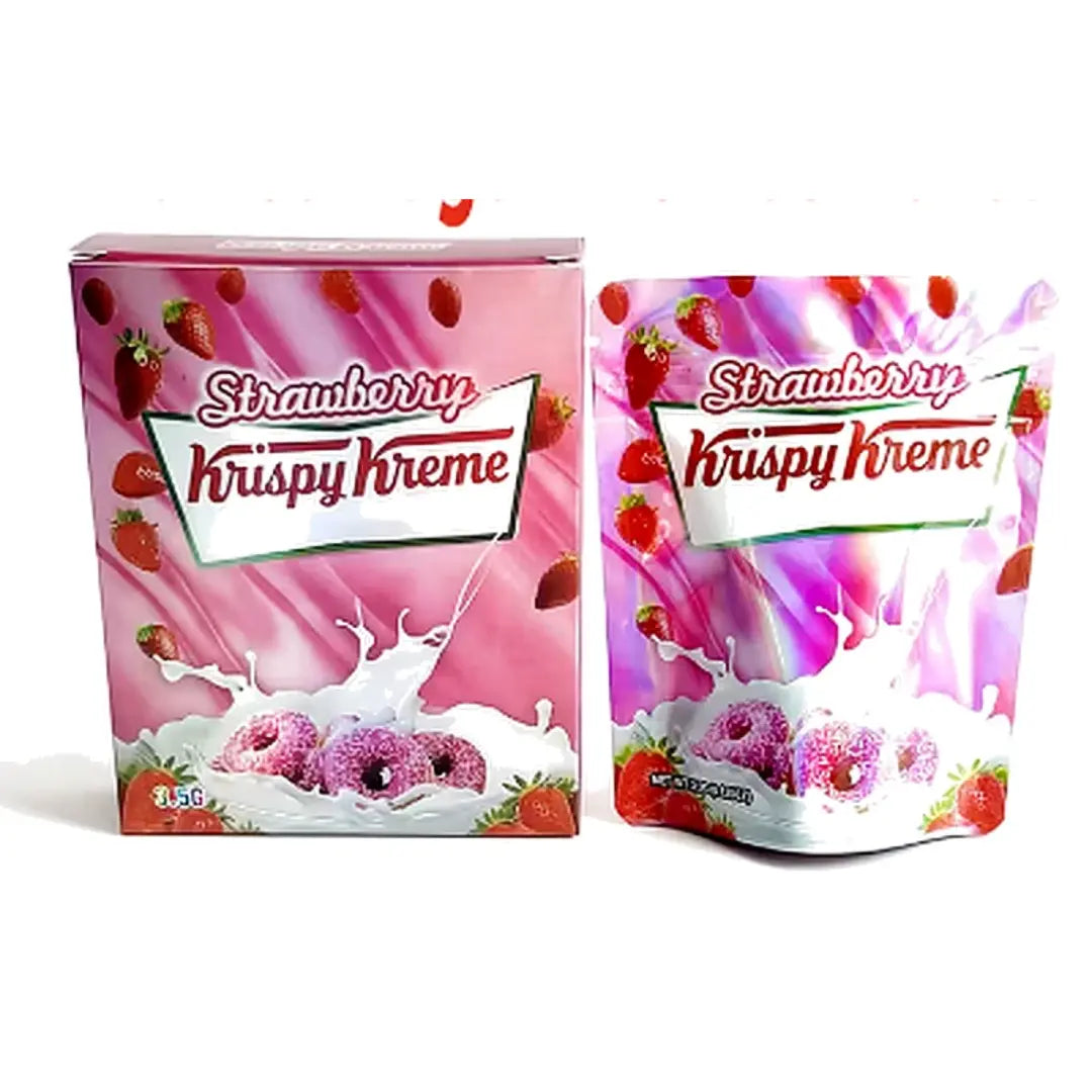 Strawberry Donut Style Mylar Bags & Boxes Set – 10 Pack Smell Proof 3.5g Packaging Kit