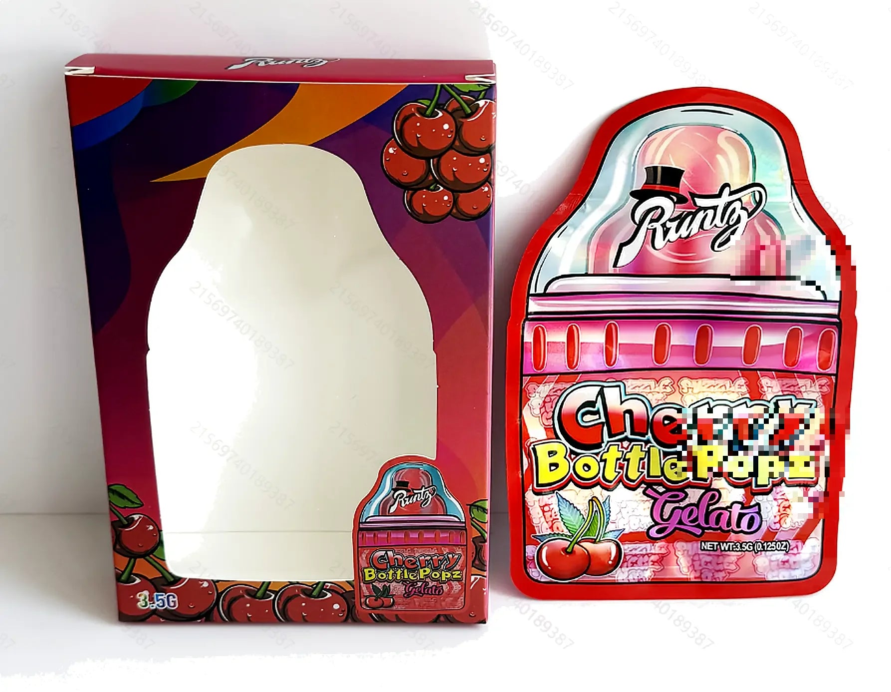 10 Pack 3.5g Mylar Bags with Matching Boxes Smell Proof Ziplock Foil Packaging Cherry Drink Style Design