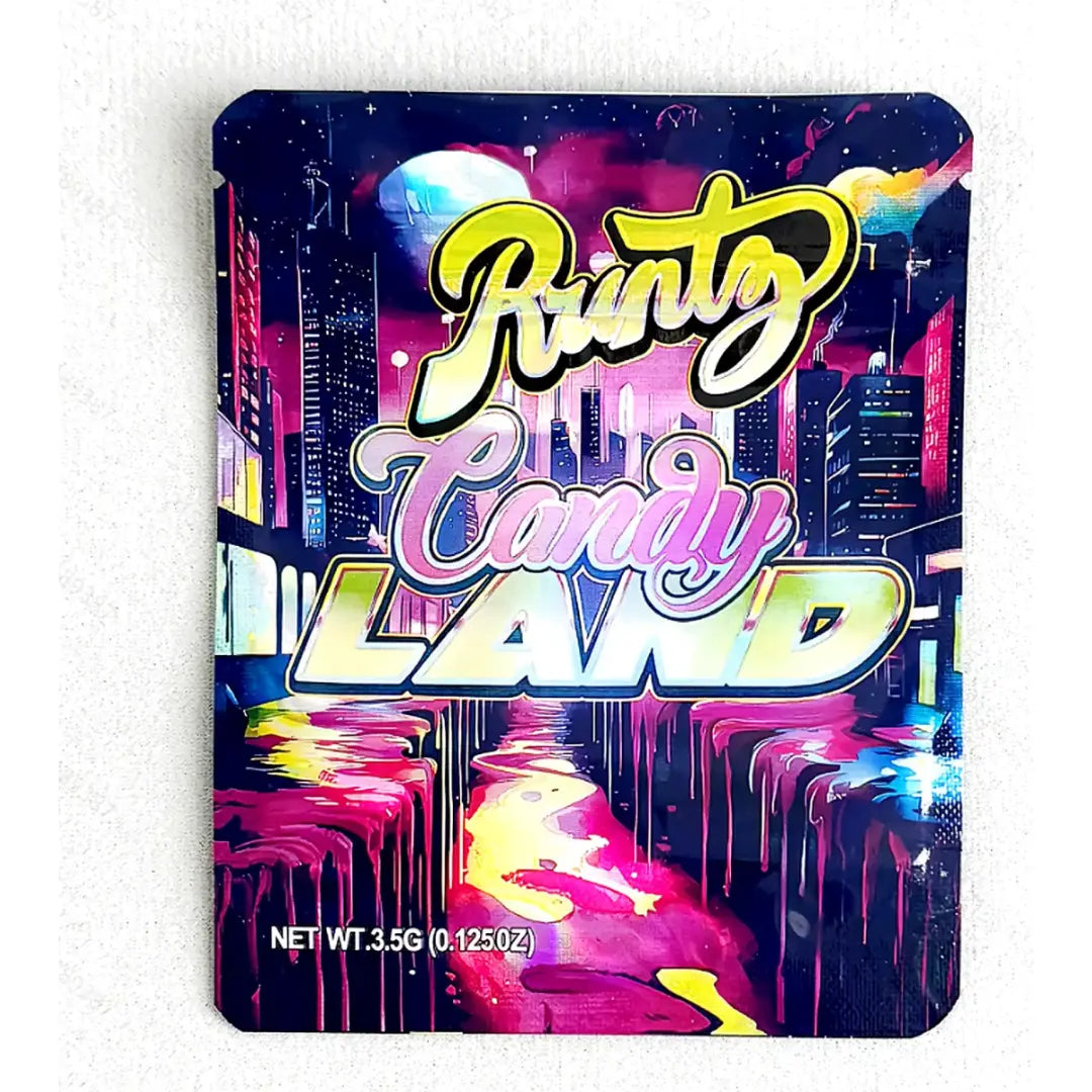 3.5g mylar bags candy land neon city design packaging