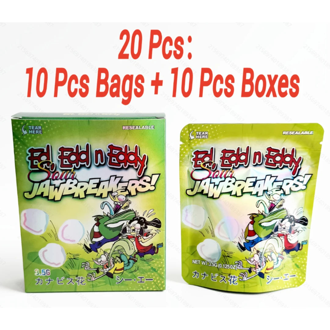 20pcs Mylar Bag & Box Combo 10 Bags 10 Boxes Smell Proof Ziplock Stand Up Pouch with Custom Cartoon Design Packaging
