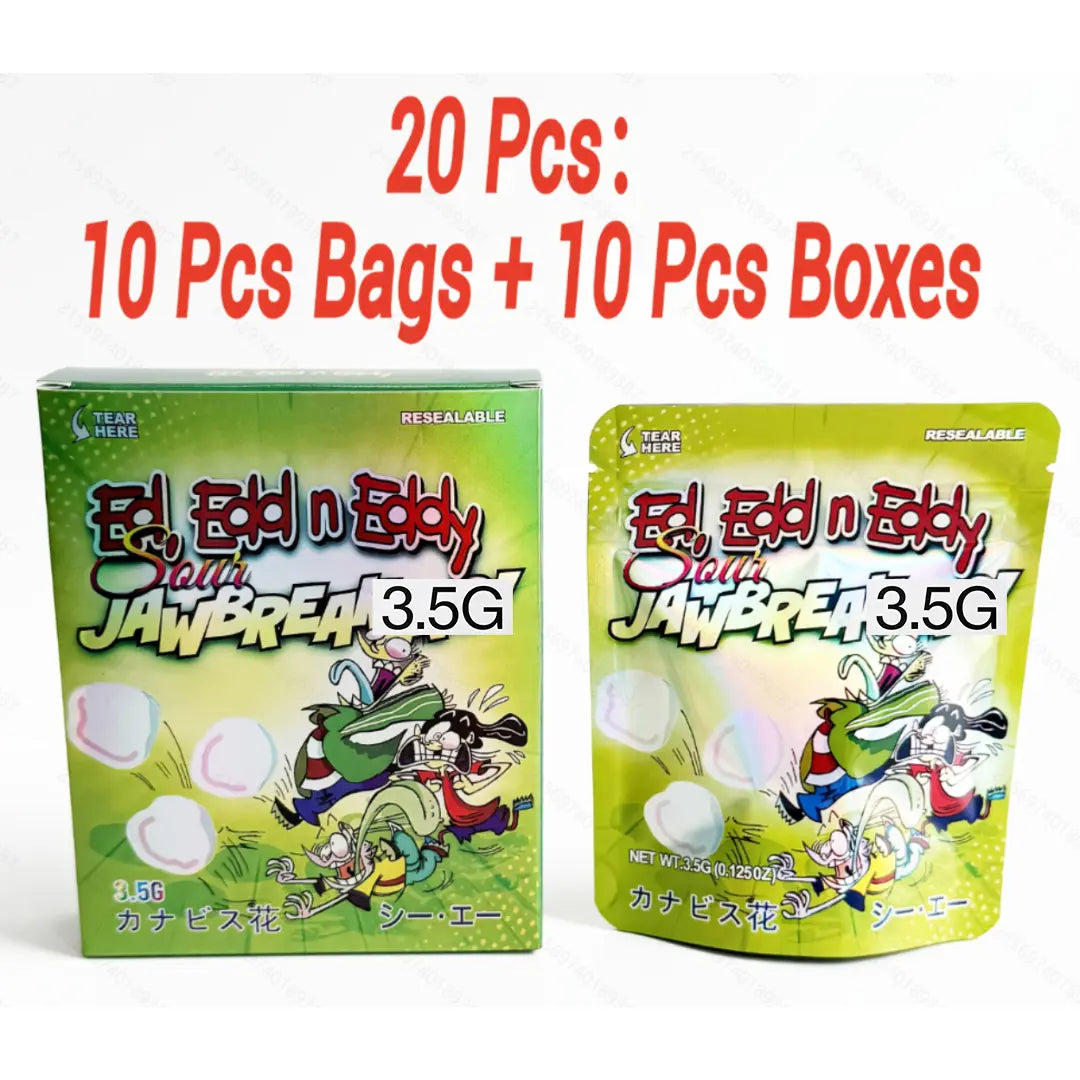 20pcs Mylar Bag & Box Combo 10 Bags 10 Boxes Smell Proof Ziplock Stand Up Pouch with Custom Cartoon Design Packaging