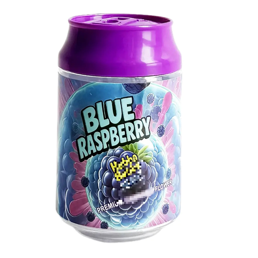 Blue Raspberry Soda Can Mylar Bags 3.5g – Smell Proof Resealable Pouches 6 Pack
