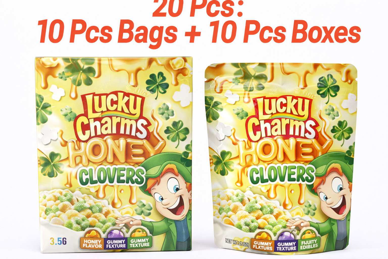 20PCS Mylar Bags Smell Proof Airtight Resealable Ziplock Stand Up Pouch with Packaging Boxes Set