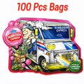 100PCS Resealable Mylar Bags Bubblegum Express Design Smell Proof Food Storage Pouches Stand Up Zipper Bags