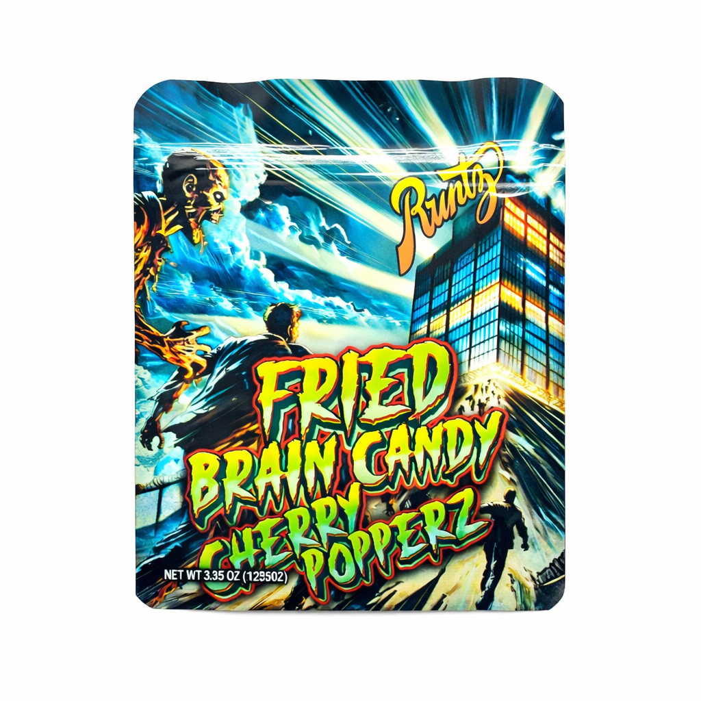 50 Pcs Mylar Bags 3.5g Smell Proof Ziplock – Fried Brain Candy Style Foil Packaging, Resealable & Heat Sealable