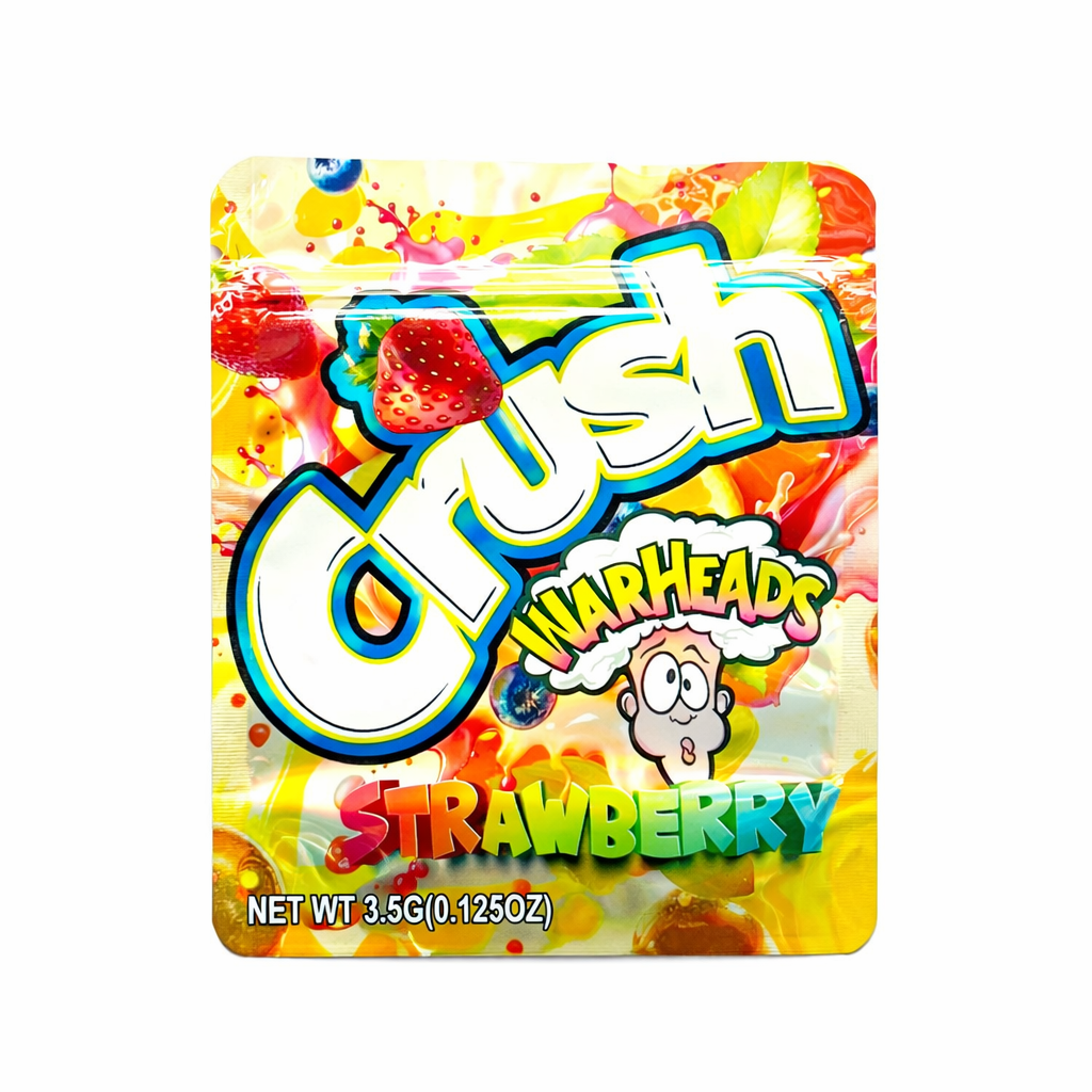 50 Pcs 3.5g Mylar Bags Smell Proof Ziplock – Strawberry Candy Style Foil Packaging, Resealable & Heat Sealable