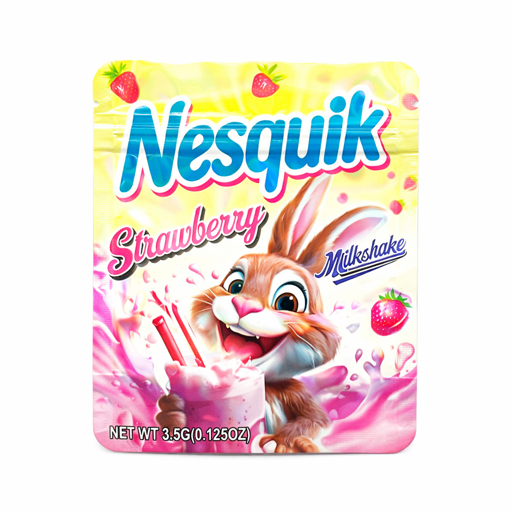 3.5g Mylar Bags Strawberry Design Smell Proof Resealable Ziplock Stand Up Pouches for Candy Packaging