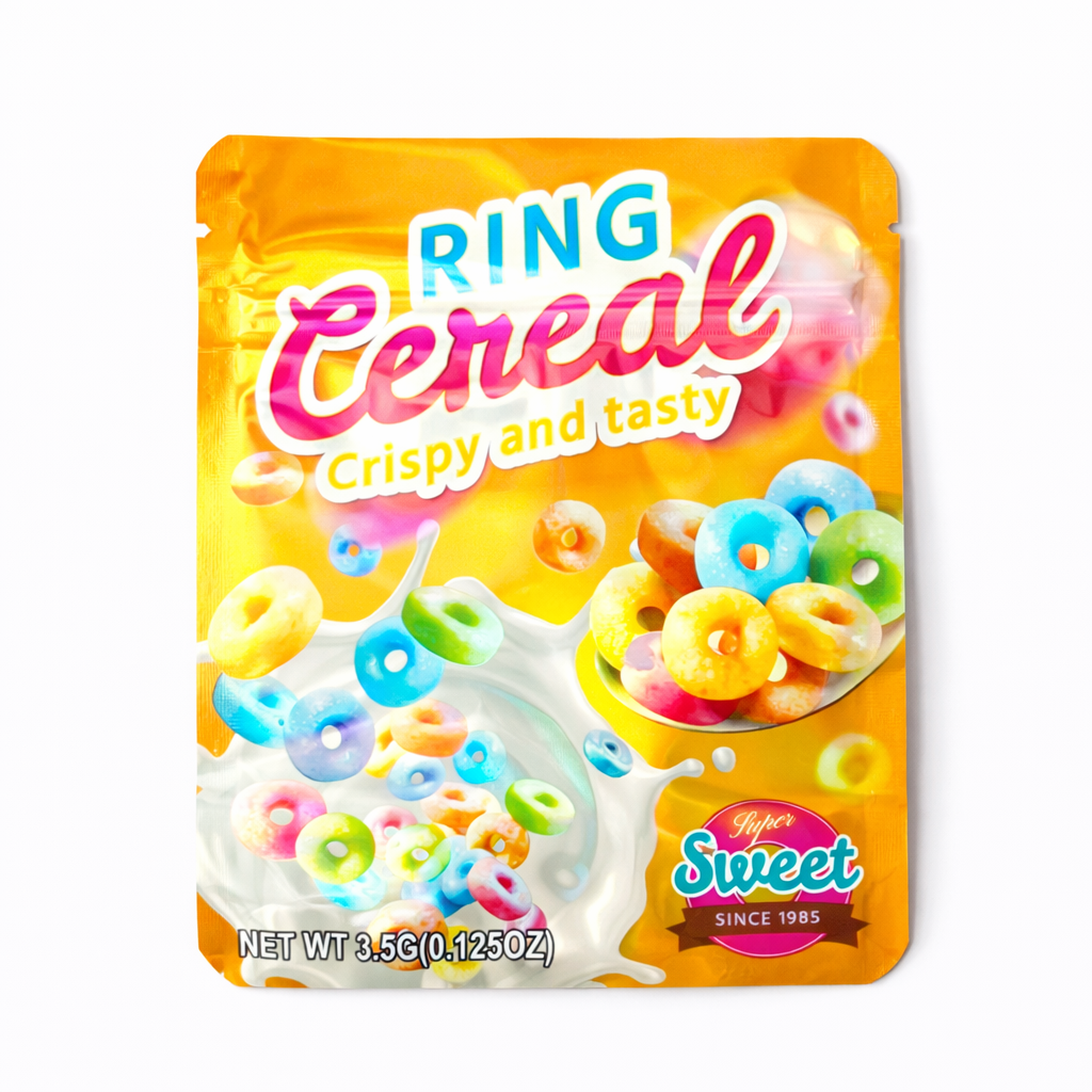 3.5g Mylar Bags Cereal Design Smell Proof Resealable Ziplock Stand Up Pouches for Candy Packaging