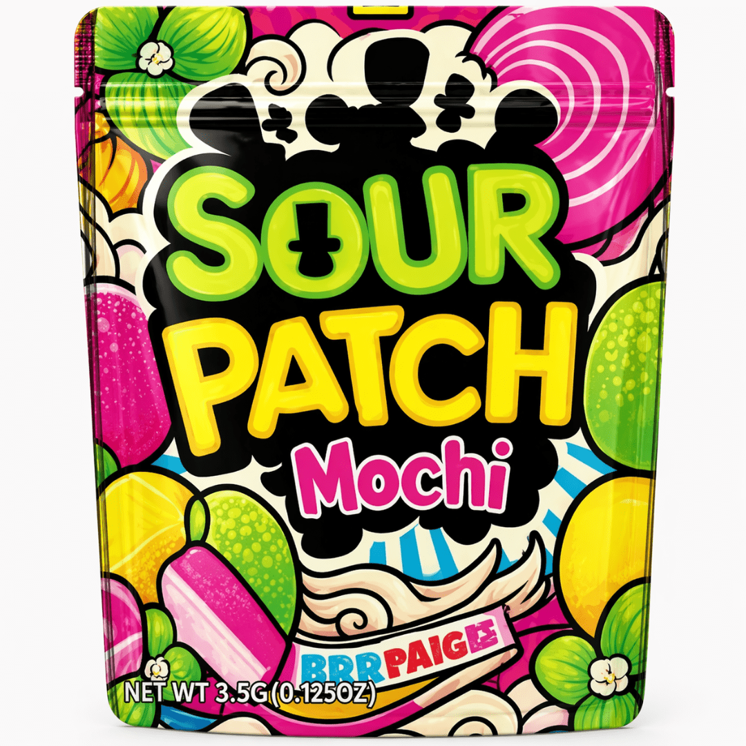 3.5g mylar bags sour candy style smell proof ziplock pouch